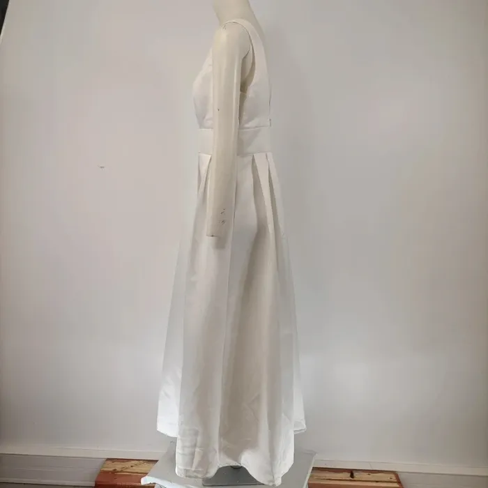 Robe longue blanche satinée Charms avec veste boléro assortie taille S cérémonie A099 - photo numéro 4