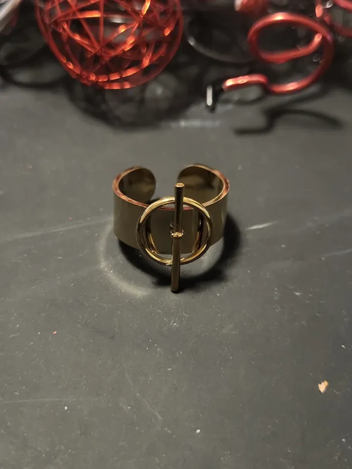 Bague ajustable acier inoxydable Hip-hop Dorée - photo numéro 3