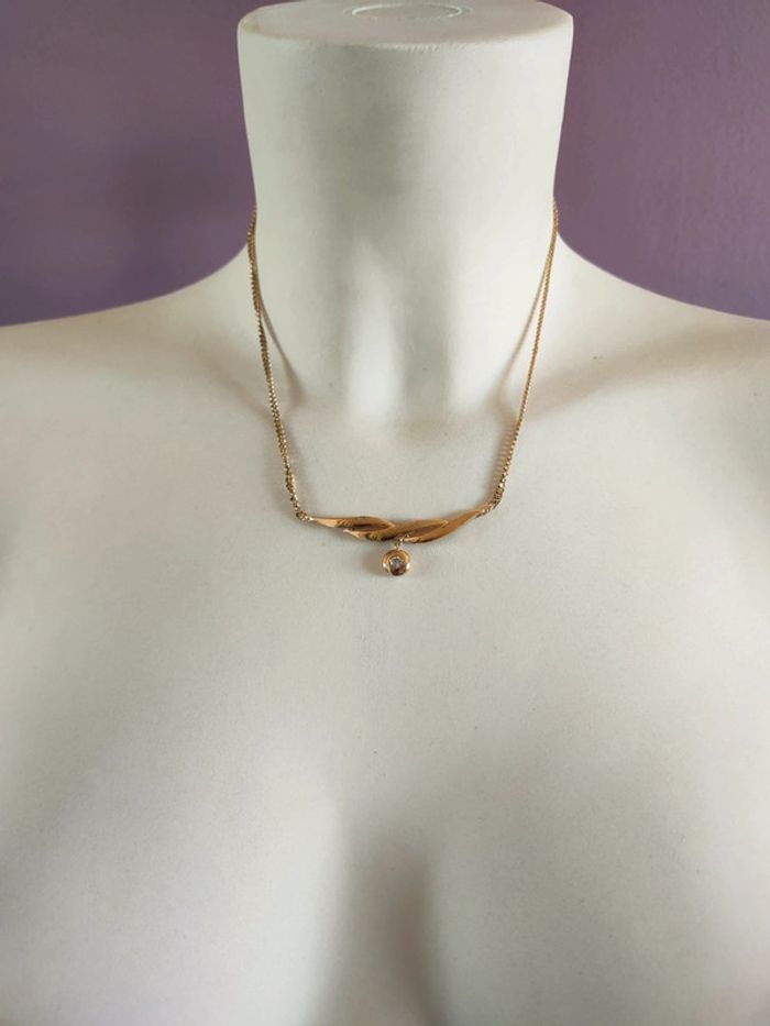 Collier vintage doré et strasse