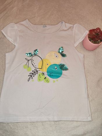 T-shirt blanc manche courte fille