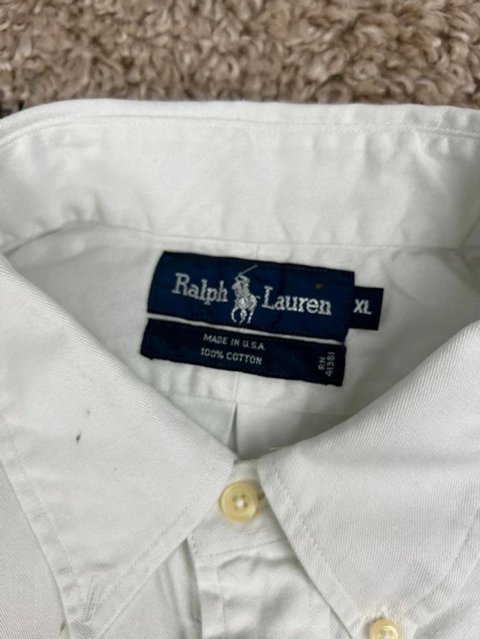 Chemise Ralph Lauren blanc taille XL made in usa logo brodé noir style old money - photo numéro 3