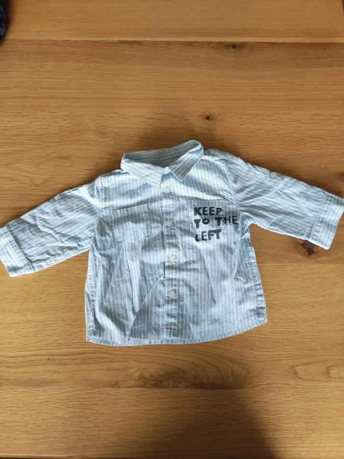 Chemise bleu et blanche Verbaudet 9 mois