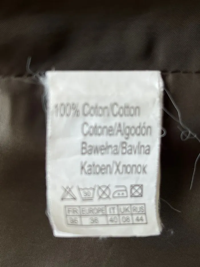 Veste coupe saharienne femme kaki coton enduit Marque Camaïeu taille S - photo numéro 8