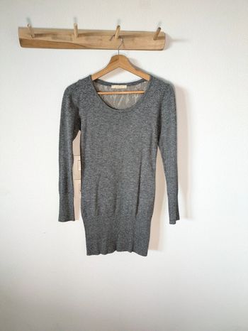 Robe pull dos dentelle, laine et cachemire