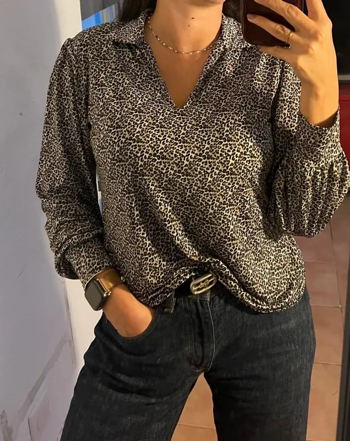 Chemisier / Blouse parisienne léopard tendance - Morgan de toi - taille M - quasi neuve - M