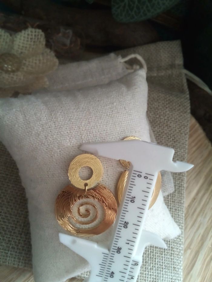 Boucles d'oreilles bohèmes spirale de la vie en acier inoxydable - photo numéro 2