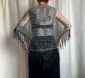 Ensemble débardeur + châle crochet/perles vintage Summer Playa - Taille unique