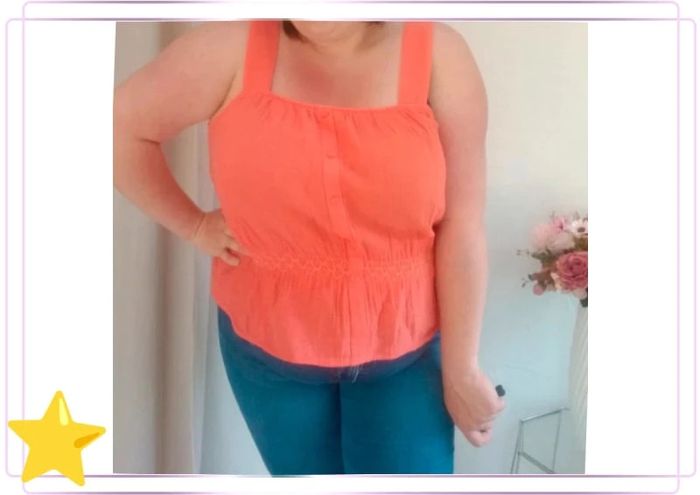 Top gaz de coton corail Camaïeu 44 - photo numéro 2