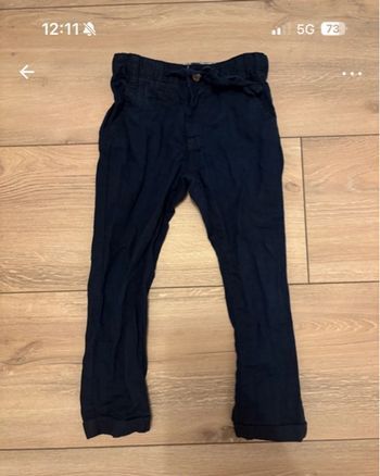 Pantalon en lin bleu marine