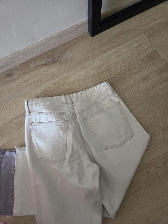Jeans a jambes large Zara blanc taille M - photo numéro 4
