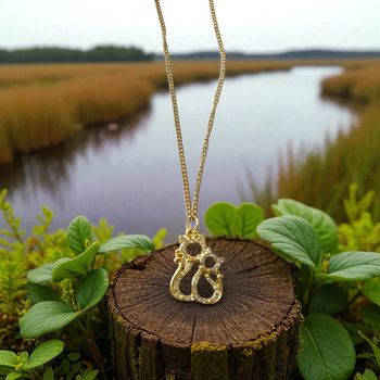 Collier Double Chat Doré – Strass & Chaîne Inox