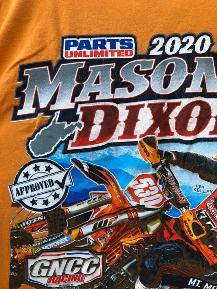 Gildan Mason Dixon motocross orange T-shirt Mens M - photo numéro 7