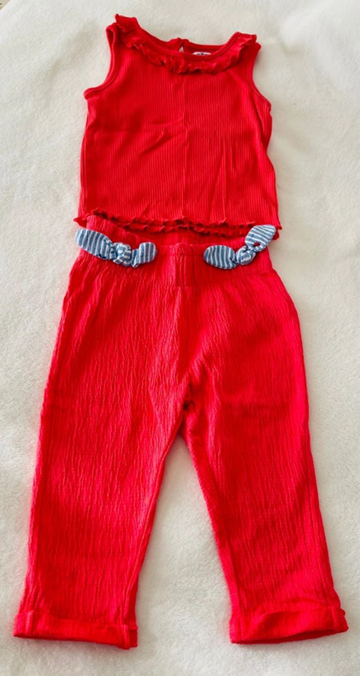 Ensemble pantalon et débardeur rose fushia fluide 18 mois Gemo - photo numéro 2