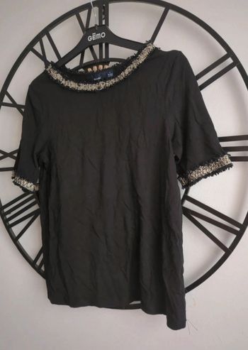 Tee shirt top blouse noir fantaisie