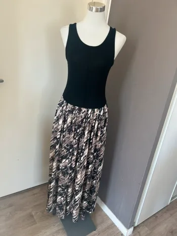 Emi jo robe longue noire à imprimer beige, multicolore femme, taille M/38