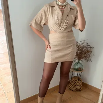 Robe chemise courte beige Zara lin taille L