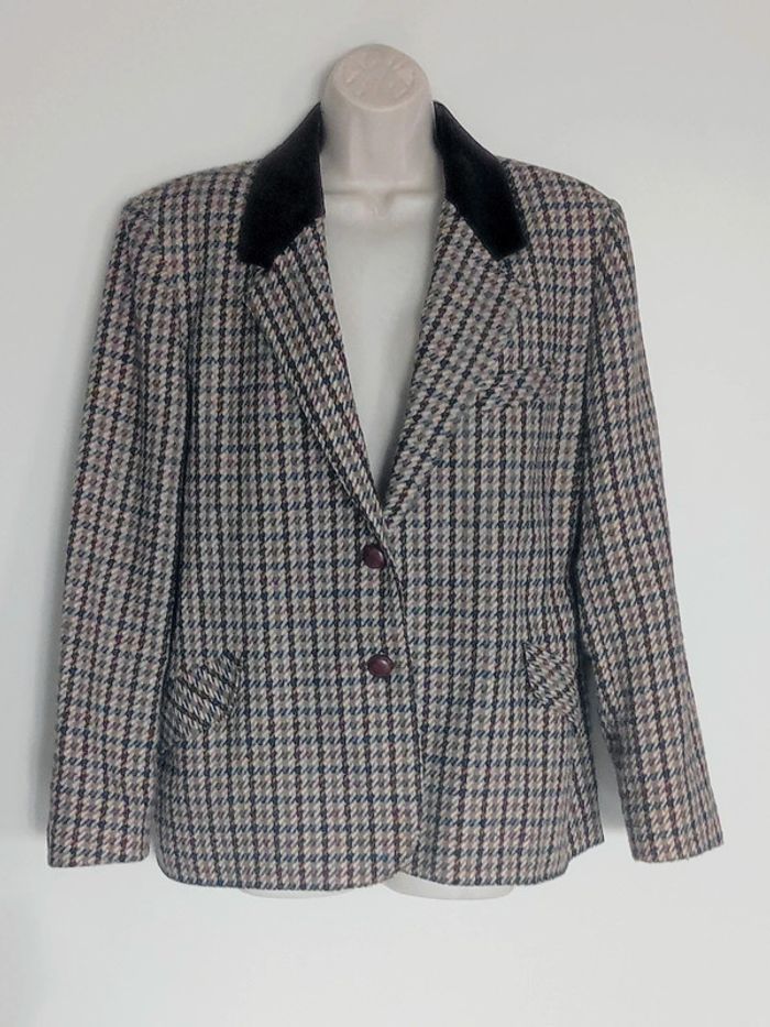 Ensemble tailleur jupe pied de poule marron beige laine vintage / C&A - 38/M ร 40/L - photo numรฉro 11