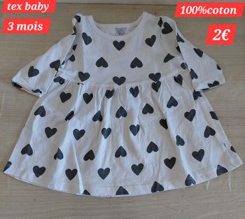 Robe motif cœur fille 3 mois 