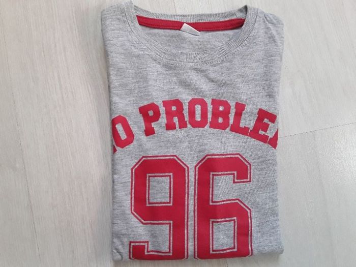 Maillot gris inscription devant et dos NO PROBLEM 96