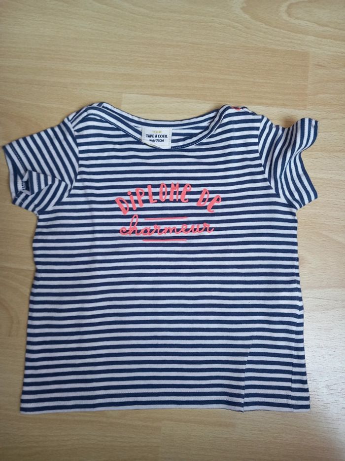 Tee-shirt rayé Diplôme de Charmeur 9 mois Excellent état