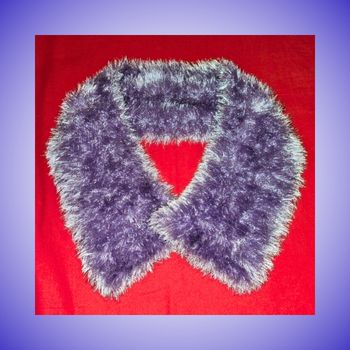 Écharpe Tricotée Fantaisie Aspect Poilu Mohair Violet Lavande & Blanc Marbré Neuf Sans Étiquette