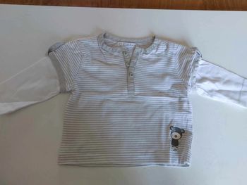 haut blanc rayure ourson