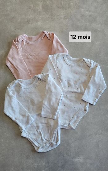 Lot de 3 bodies 12 mois mes petits cailloux
