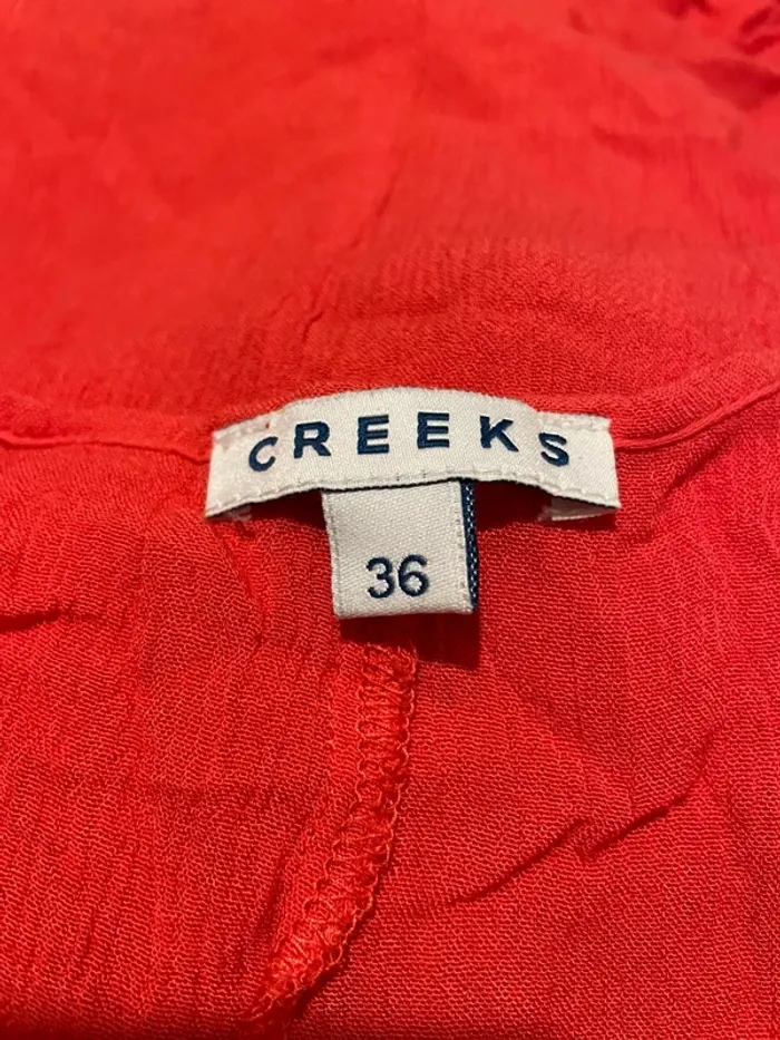 Chemisier blouse Rouge Creeks - Taille 36 - Détails Dentelle - photo numéro 6