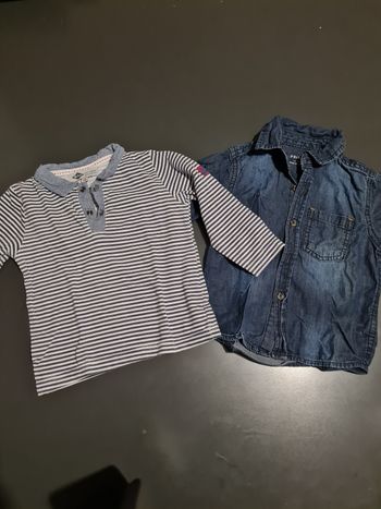 Lot d'une chemise en jean et un polo
