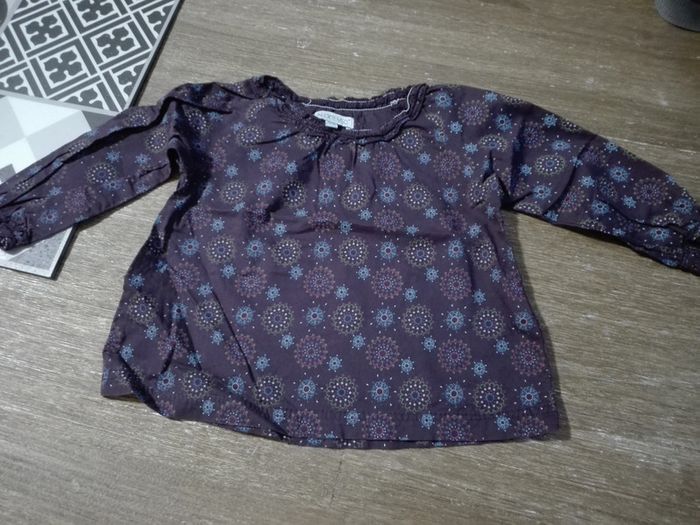Blouse bébé fille 9 mois violet motif sixties