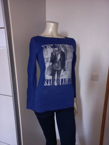 Top / tshirt manches longues bleu électrique Esprit état neuf Taille S
