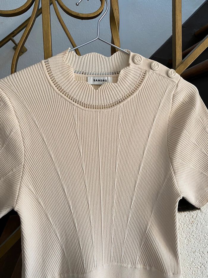 Robe Sandro beige maille - photo numéro 2
