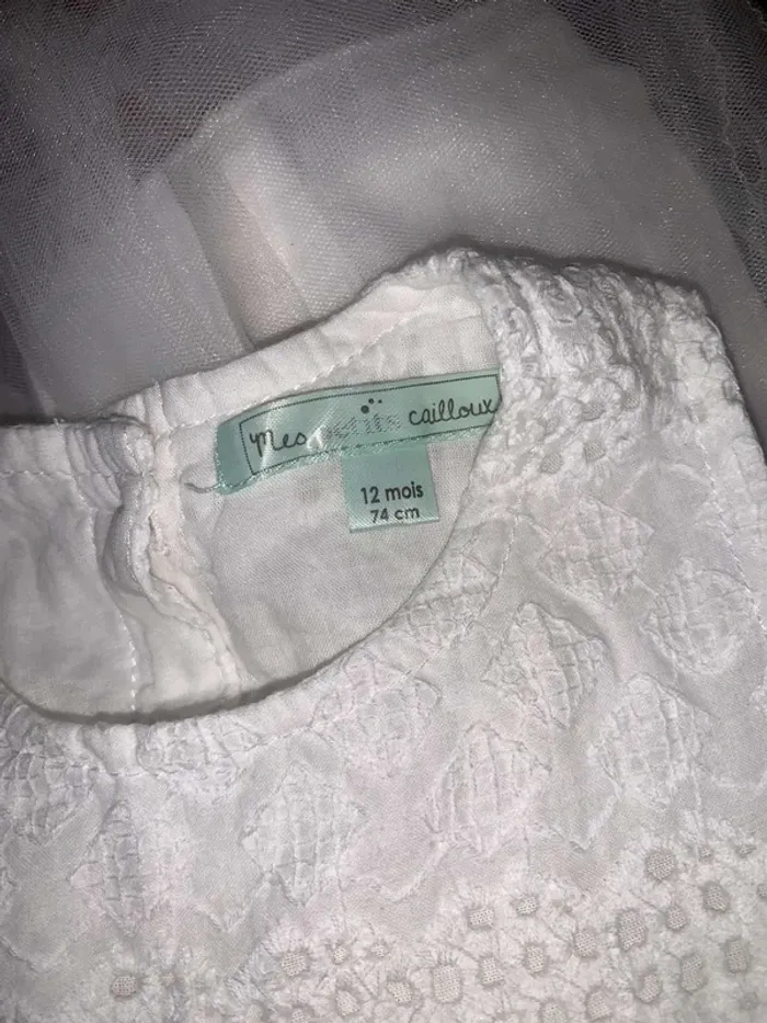Robe blanche bébé fille – 12 mois – Idéale pour anniversaire, mariage, fête - photo numéro 3