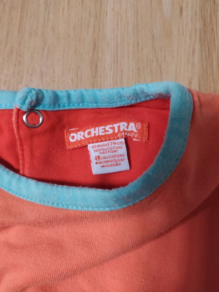 T-shirt orchestra mouton 12 mois orange - photo numéro 5