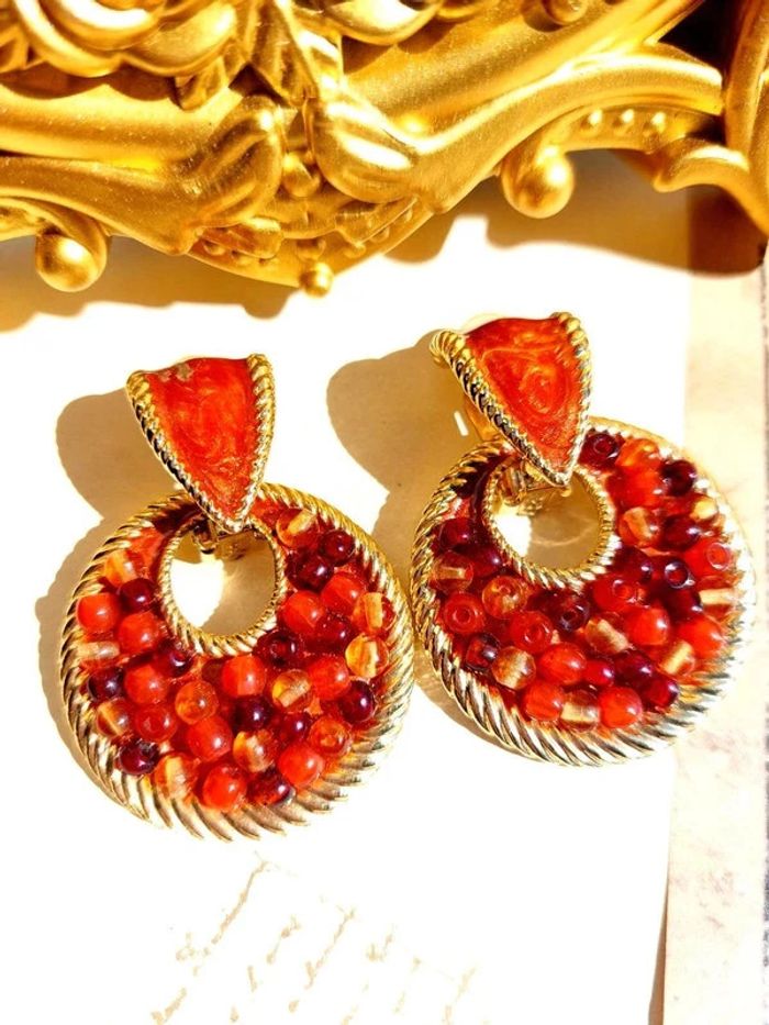 Paire de boucles d'oreilles à clip vintage 2en1 - photo numéro 2