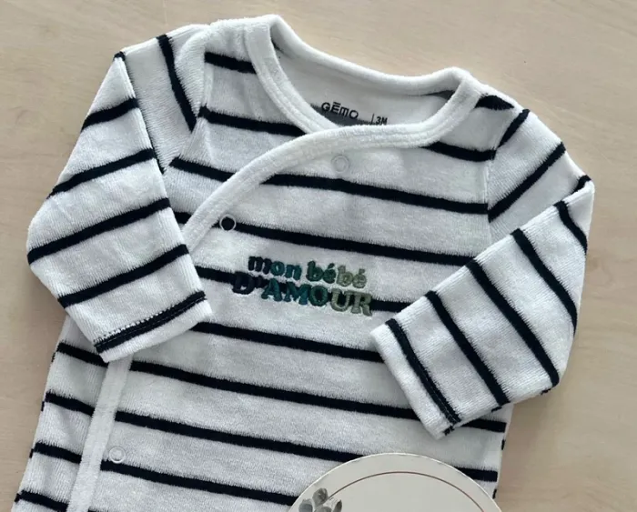 Pyjama Kiabi mon bébé d'amour 3 mois 56-62 cm - photo numéro 3