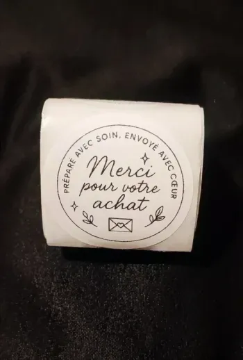 Lot de 20 autocollants “Merci pour votre achat” stickers ronds 50×50 mm pour colis et emballages