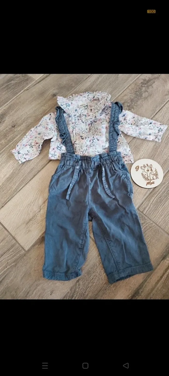🐦 Magnifique chemise à col et salopette 🤟