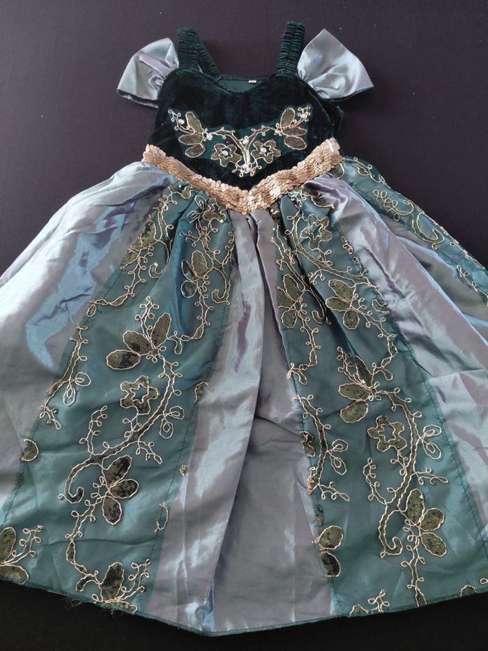Déguisement robe princesse Anna verte paillette 5ans - photo numéro 4