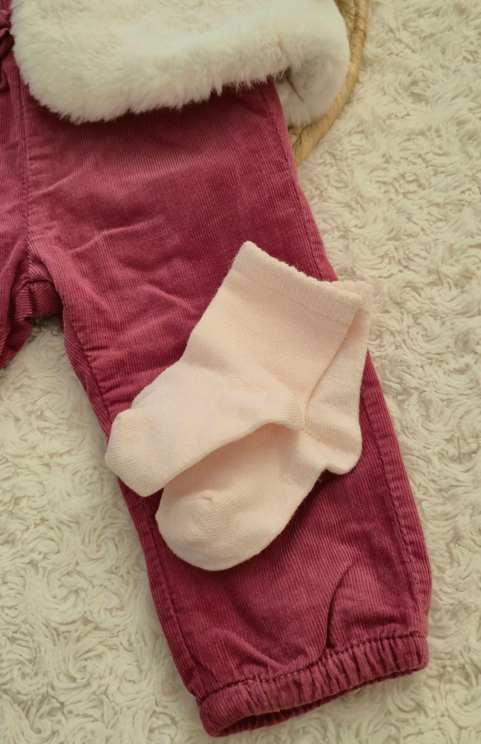 Ensemble pantalon, veste fourrure, tee-shirt 6 mois - photo numéro 4