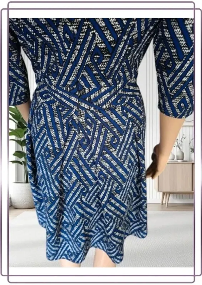 Robe midi Sassia bleu à motifs taille ajusté taille M - photo numéro 6