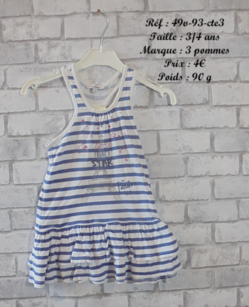 Robe 3/4 ans 3 pommes (49v-93-cte3)