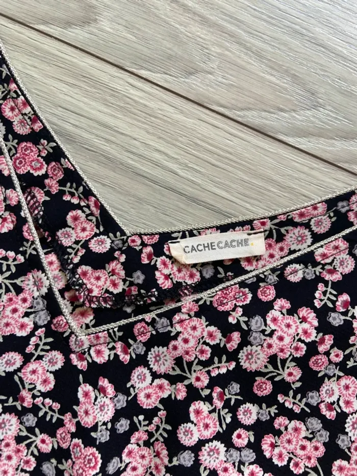 🌸 Robe fleurie noire et rose - Taille 38 🌸 - photo numéro 6