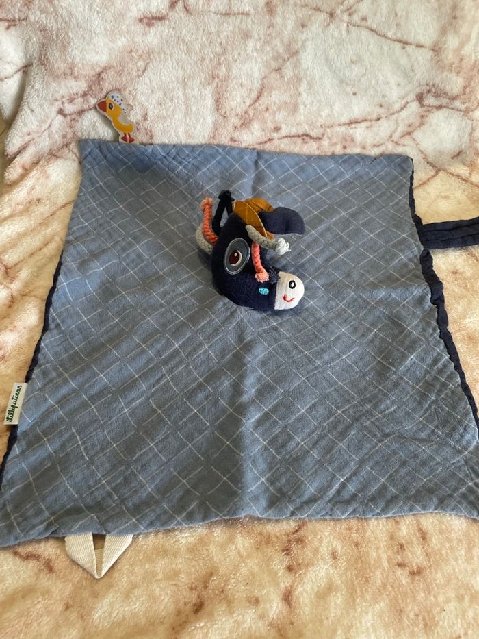 Doudou plat lange âne Ignace bleu marine Lilliputiens