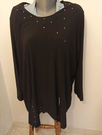 Tunique femme noire avec strass Lady belle taille 5