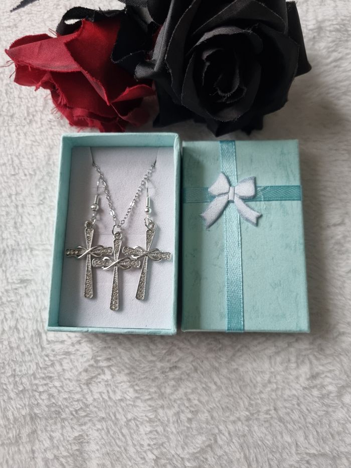 Ensemble bijoux pendentif argenté