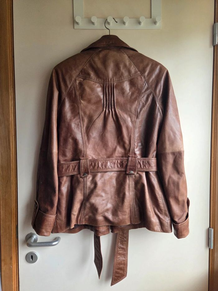 veste en cuir marron promod taille m - ceinturée - photo numéro 11