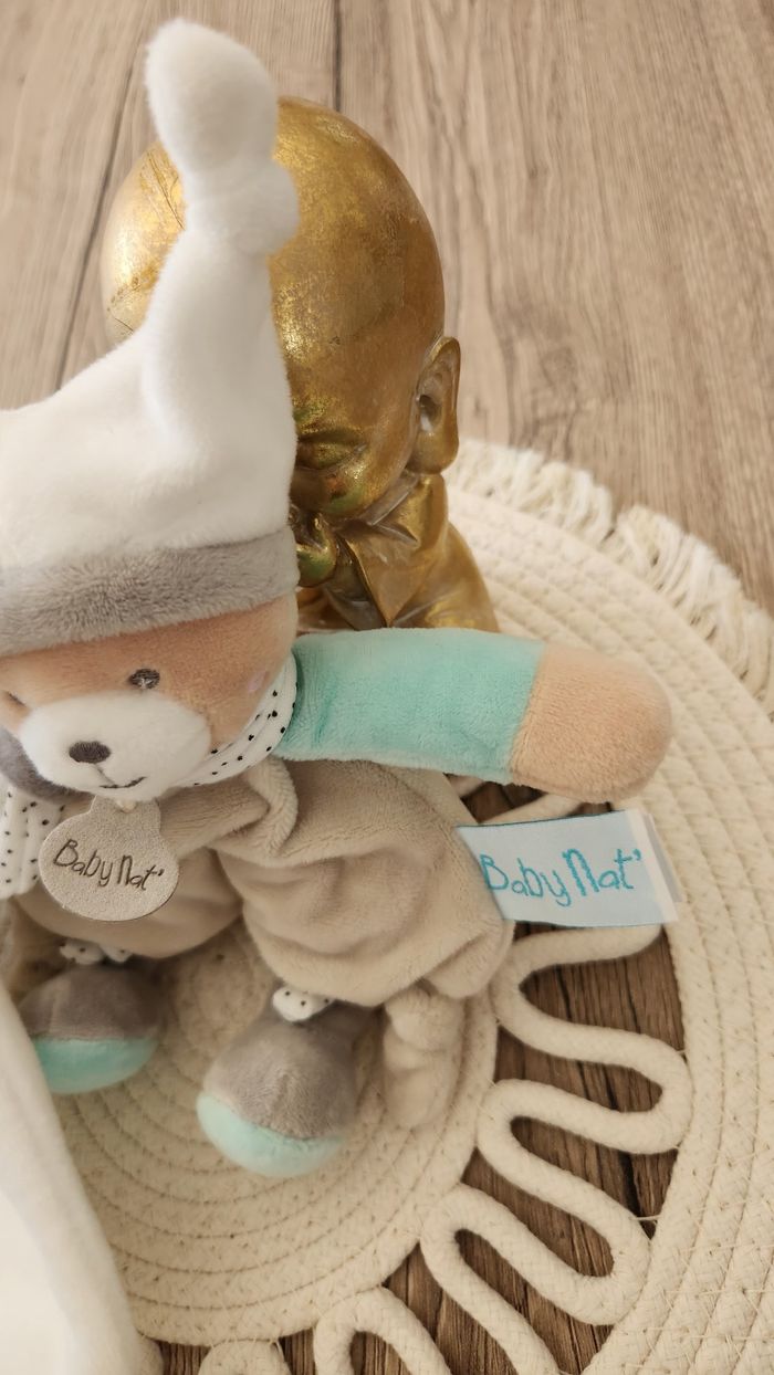 Doudou Lange Ours Baby Nat Turquoise Blanc - photo numéro 5