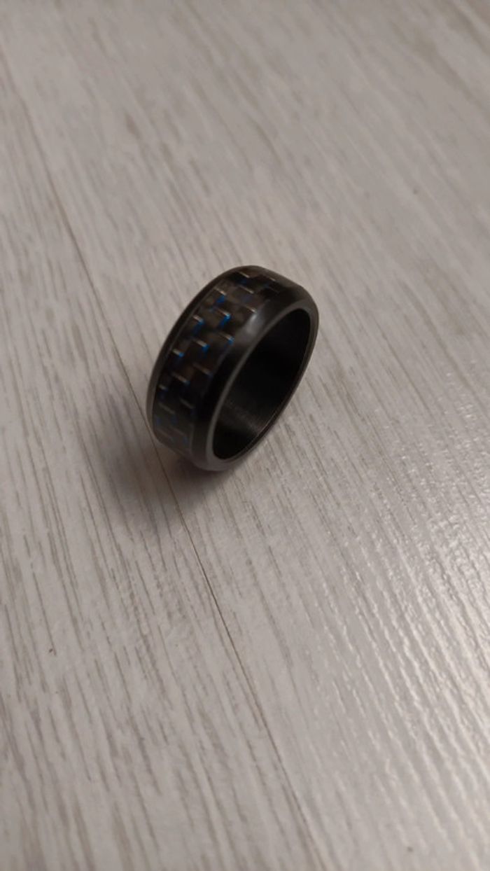 Bague acier carbone bleu - photo numéro 6