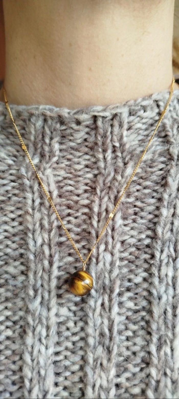 Collier en Œil de Tigre fermoir aimanté - photo numéro 2